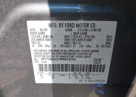 2024 Ford Maverick Xlt from USA, damaged, VIN 3FTTW8H37RRB14194